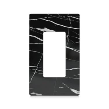 Imagem de Placas decorativas para interruptores de luz, tampas de tomada elétrica de mármore, placa de parede preta para receptáculo elétrico, 1 grupo