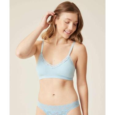 Imagem de Sutiã Top Sem Bojo Canelado Sem Costura Marisa-75380, 46, Azul