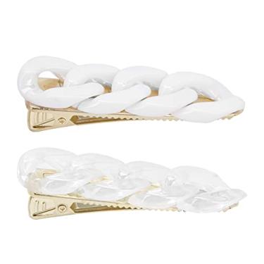 Imagem de Sluffs Ins Creme Retrô Branco Laser Design De Corrente Gancho De Cabelo, Clipe Duckbill Sem Dobrar Gancho De Cabelo Decorativo Design De Corrente Franja Acessórios De Cabelo(laser branco leite)