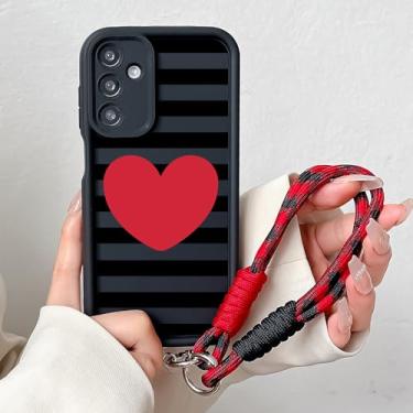 Imagem de Capa com cordão em formato de coração para Samsung A56 A36 A26 A16 A55 A35 54 15 34 25 24 73 53 33 23 71 51 72 52 22 14 32 13, J97, Preto SS, para A53 5G