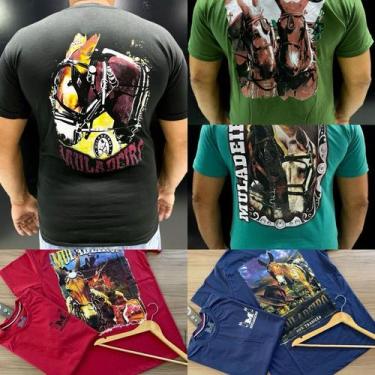 Imagem de Kit 5 Camisetas Muladeiro Masculinas 100% algodão, Verm, Preto, Bege, 