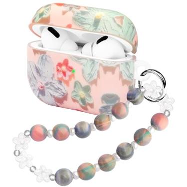Imagem de Casililor Capa para Airpods Pro 3 capa protetora fofa compatível com AirPods Pro 3ª geração (2025) capas com pulseira chaveiro para mulheres flor bebê rosa
