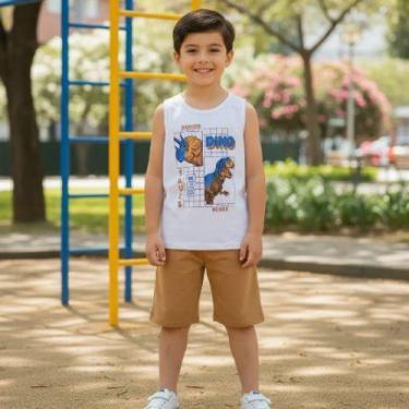 Imagem de Conjunto Curto Menino Regata e Bermuda -Rei Rex, 12, Branco