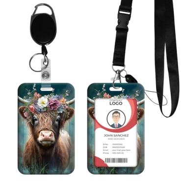 Imagem de ACWDMKH Cordões para crachás de identificação, suporte de crachá de identificação de plástico com clipe de carretel retrátil, chaveiro destacável, capa protetora de cartão vertical resistente para