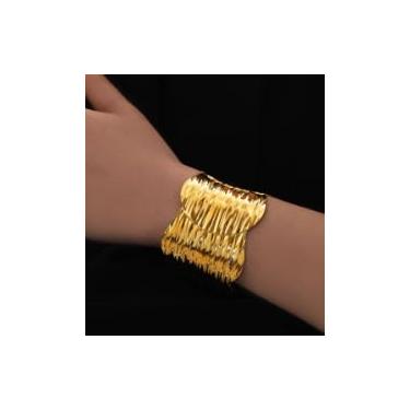 Imagem de Pulseira feminina | Pulseiras largas modernas banhadas a ouro 14 quilates | Pulseira grossa com braço articulado para mulheres