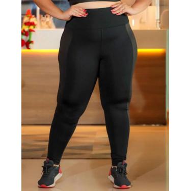 Imagem de Calça Feminina Plus Size Cintura Alta com Recortes Laterais de Cirrê -