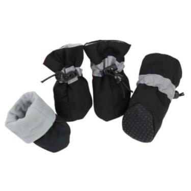 Imagem de Sapato de Cachorro BOTA DE TECIDO PRETA para Cães Pequenos Antiderrapante Impermeável Ajustável (MÉDIO - 6)