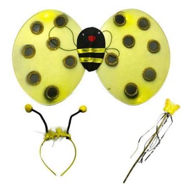 Imagem de Kit Asa De Abelha Luxo Com Arco E Varinha Infantil Tamanho:UnicoCor:Am
