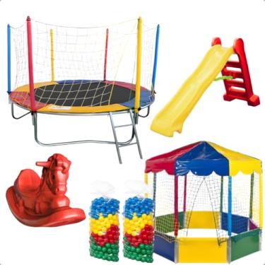 Imagem de Pula Pula 2,30m Piscina de Bolinha 2,00m 1000 Bolinhas Escorregador Grande Gangorra 1 Lugar