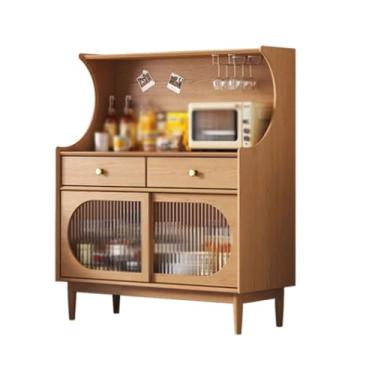 Imagem de Armário buffet retrô madeira maciça aparador de jantar armário de armazenamento simples sala de estar armário de chá cozinha aparador de jantar