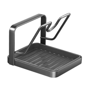 Imagem de DimyFew Suporte para tampas de panelas, descanso de colher, economiza espaço com bandeja, suporte para tampas de panelas e tábuas de corte, utensílio de, Cinza 1 Nível