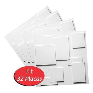 Imagem de 32 Placas Revestimentos 3D Decorativas Parede Muro Quadratto