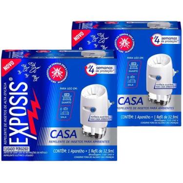 Imagem de 2 Aparelhos Repelente Elétrico + Refil Exposis Casa 32,9ml
