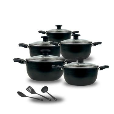 Imagem de Jogo De Panelas Caçarola 16 à 24 Preta Antiaderente. - ARS Alumínios, 