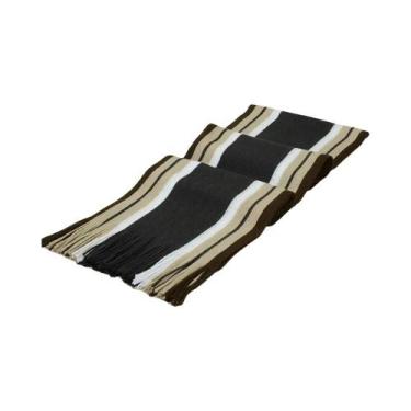 Imagem de Cachecol Masculino De Cashmere Listrado Com Franjas, Xale Longo De Inv