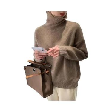 Imagem de Suéter De Tricô Feminino De Gola Alta, Moda Coreana De Outono, Cor Sól