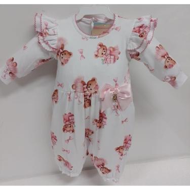 Imagem de Macacão Suedine Longo Luxo Bebê Menina Estampado Lessa B9089-Feminino