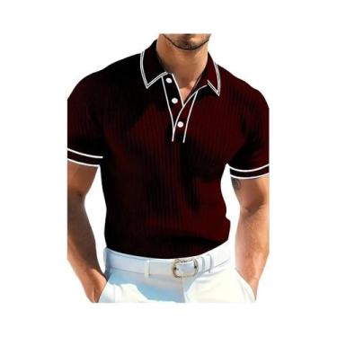 Imagem de Camisa Polo Masculina Casual De Negócios Em Cor Sólida Com Manga Curta