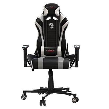 Imagem de ELG, CH05BKWH, Cadeira Gamer Black Hawk c/Apoio Cervical, Encosto Reclinável, Apoio de Braços, Ajuste de Altura, Inclina 180°, Suporta até 150kg, Preto/Branco