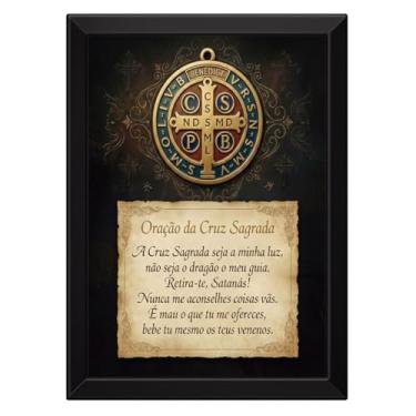 Imagem de Quadro Medalha de São Bento Com a Oração Cruz Sagrada Proteção Para Casa (Sem Moldura, 40x60cm)