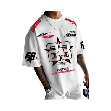 Imagem de Camiseta Masculina Casual De Verão Chicago Preta, Vermelha E Branca Co