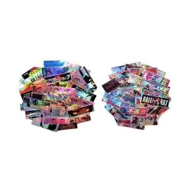 Imagem de 32 Adesivos De Olhos De Beleza Anime JDM Binários Laser Arco-Íris Para
