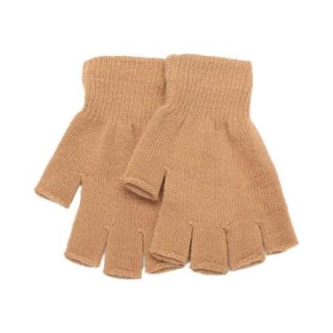 Imagem de Luvas De Trabalho Unissex Pretas De Lã E Algodão Com Dedos Cortados Pa