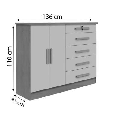 Imagem de Cômoda New Athos 5 Gavetas Com Sapateira D Doro