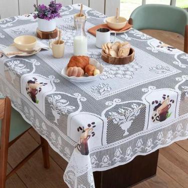 Imagem de Toalha de Mesa Quadrada de Renda Branca 140x140 cm - PANAMI - Jolu-lar