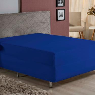 Imagem de Lençol Com Elástico Queen Nobre 1 Peça Luva De Box 55cm De Altura Malha 100% Algodão - Royal