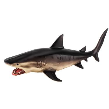 Imagem de Estatueta realista de tubarão-tigre em PVC, modelo de animal oceânico grande