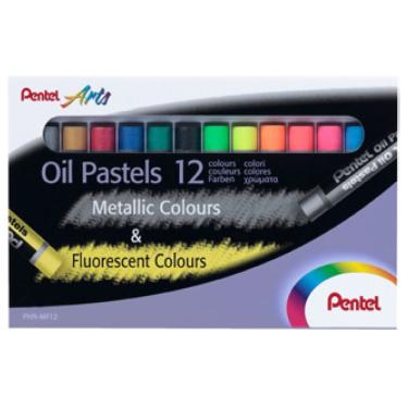 Imagem de Giz Pastel Oleoso 12 Cores Metálicas e Fluorescentes PENTEL