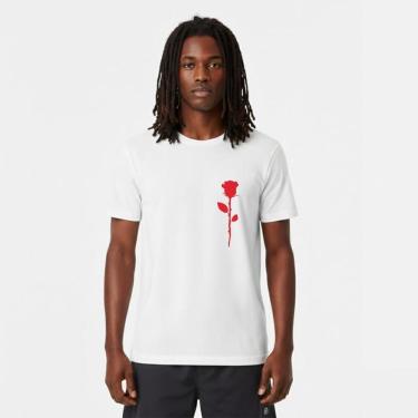 Imagem de Camiseta Masculina Algodão Premium Skate Surf Praia Streetwear BOTÃO DE ROSA-Masculino