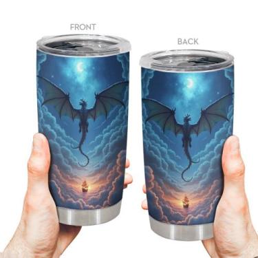 Imagem de Caneca de café Tumbler Oasisdream 600 ml com estampa de morcego 18/8 S