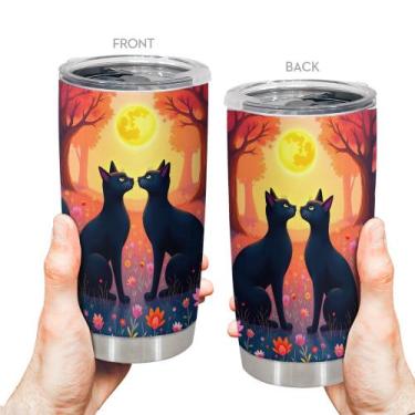 Imagem de Caneca de café Oasisdream Tumbler 600mL com estampa de gato