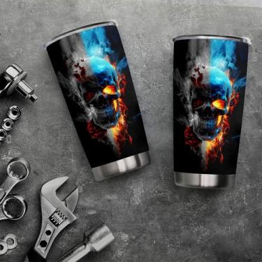 Imagem de Caneca de viagem Oasisdream Tumbler de aço inoxidável 600mL com tampa