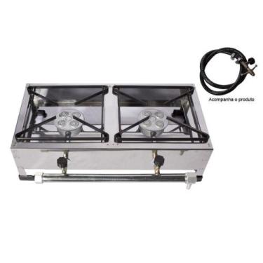 Imagem de Fogão Industrial Inox De 2 Bocas À Gás Alta Pressão 49 x 24,8 cm - AVA