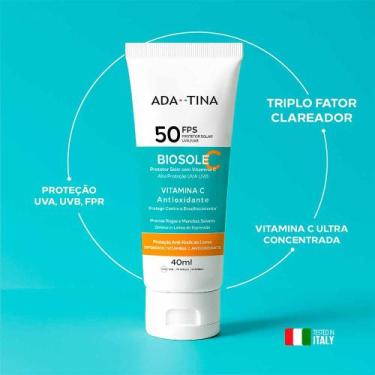 Imagem de Protetor Solar Facial Clareador Ada Tina Biosole C FPS50, 40ml