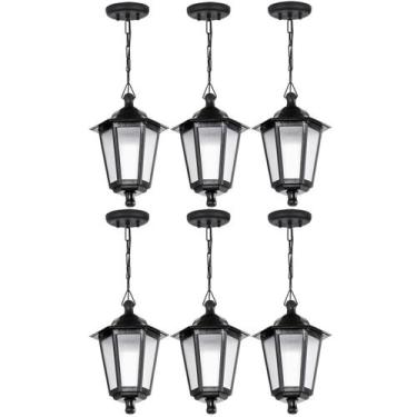 Imagem de Kit 6 Pendentes de Teto Lente Fosca Luminária Grega Colonial Retro Pre