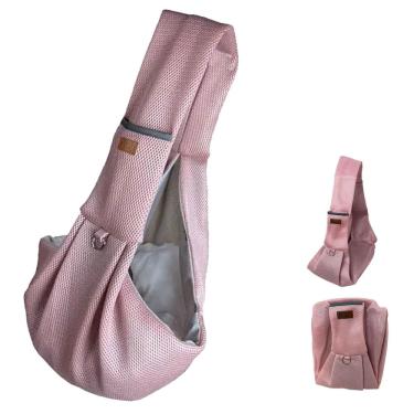 Imagem de Bolsa Canguru Transporte Cachorro Gato Pet Animal Tira de Ombro Tecido Respiravel Malha Resistente Confortavel