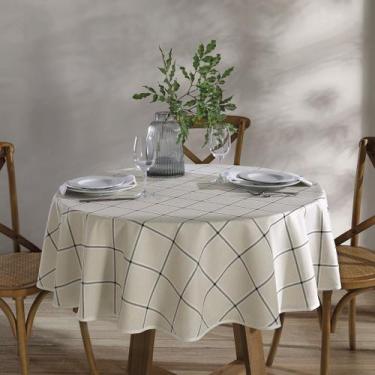 Imagem de Toalha de Mesa Dohler Athenas Ieda Bege Clean Limpa Fácil, 1,60 Redond