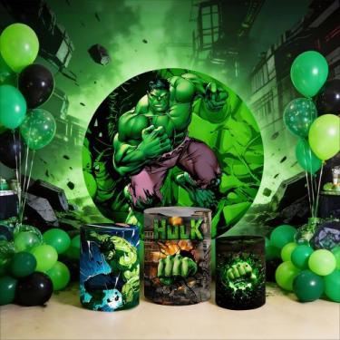 Imagem de Capas Painel Redondo Cilindros Decoração Herói Forte Verde - Genérica,