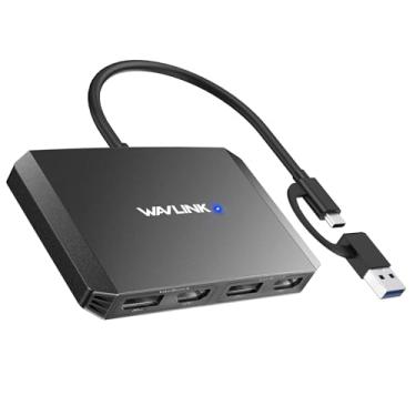 Imagem de WAVLINK Adaptador USB C ou USB 3.0 para HDMI duplo/DisplayPort, divisor de monitor Displaylink para monitor duplo 4K a 60Hz, divisor HDMI/DP compatível com Mac M1-M5/Neo, laptop de janela - preto