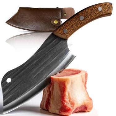 Imagem de Cutelo de Cozinha Forjado à Mão Faca Artesanal para Carnes - Genérico