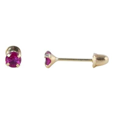 Imagem de Brinco ponto de luz infantil recémnascido 3mm ouro 18k - VIRS, Rosa