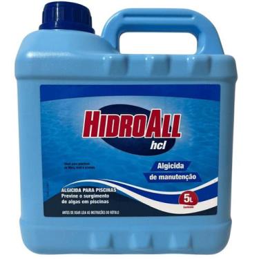 Imagem de Algicida De Manutenção Hcl 05 Litros Hidroall Cor Azul