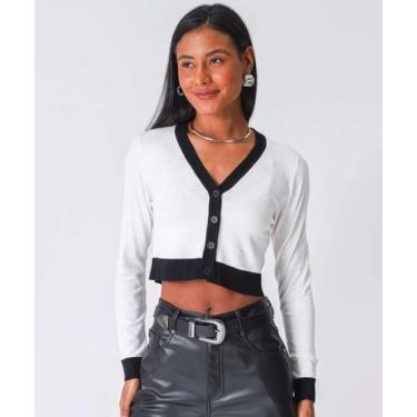 Imagem de Cardigan Feminino Cropped Marisa Off White-49029, Off white, GG