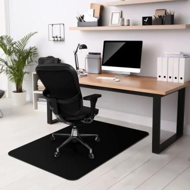 Imagem de Tapete para cadeira Kuyal 91 x 122 cm protetor de piso em PVC preto