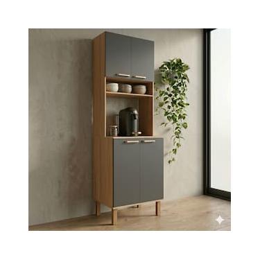 Imagem de Armário de Cozinha Multiuso Bartira Ágata 60cm 4 Portas 1 Nicho 1 Prateleira