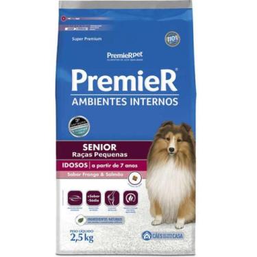 Imagem de Ração para Cães Senior Premier Ambientes Internos Frango e Salmão 2,5K